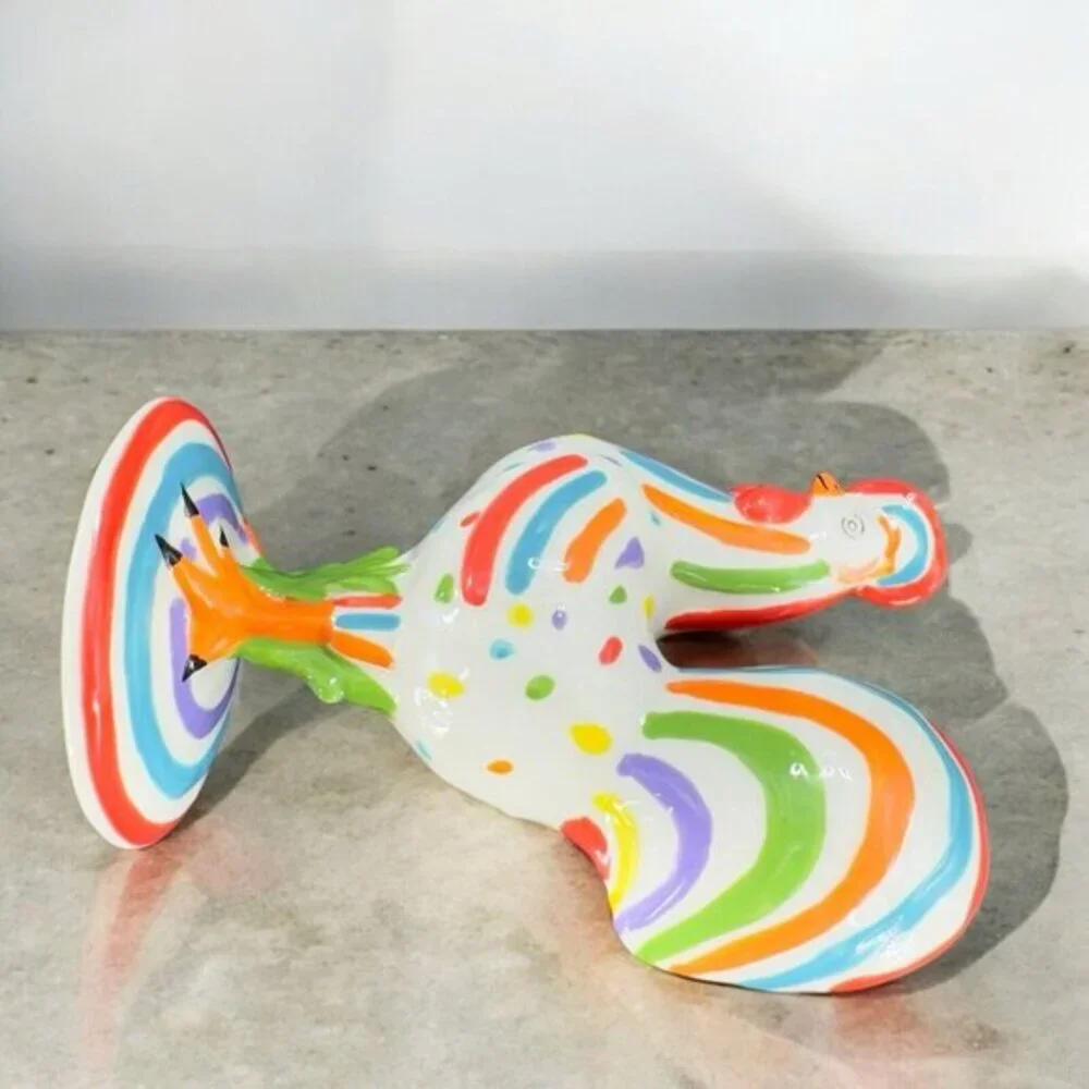 Poultry In Motion Rooster Ceramic Figurine 2010‎ Speckled Spectrum Multicolor